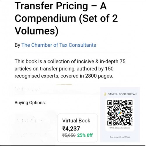 VIRTUAL BOOK | E BOOK | TRANSFER PRICING- A COMPENDIUM ( SET OF 2 VOLUMES ) BY CHAMBER OF TAX CONSULTANTS VIRTUAL BOOK | E BOOK | TRANSFER PRICING- A COMPENDIUM ( SET OF 2 VOLUMES ) BY CHAMBER OF TAX CONSULTANTS