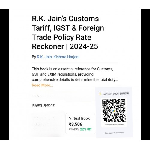 VIRTUAL BOOK| E BOOK- CUSTOMS TARIFF, IGST & FOREIGN TRADE POLICY RATE RECKONER -RK JAIN-2024-25 VIRTUAL BOOK| E BOOK- CUSTOMS TARIFF, IGST & FOREIGN TRADE POLICY RATE RECKONER -RK JAIN-2024-25