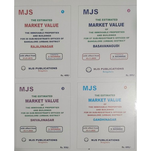 THE ESTIMATED MARKET VALUE OF THE IMMOVABLE PROPERTIES AND BUILDINGS FOR 09 SUB-REGISTARS'S OFFICES OF BENGALURU ( URBAN ) DISTRICT -RAJAJINAGAR-BASAVANAGUDI-SHIVAJINAGAR-GANDHINAGAR-JAYANAGAR- SET OF 5 BOOKS THE ESTIMATED MARKET VALUE OF THE IMMOVABLE PROPERTIES AND BUILDINGS FOR 09 SUB-REGISTARS'S OFFICES OF BENGALURU ( URBAN ) DISTRICT -RAJAJINAGAR-BASAVANAGUDI-SHIVAJINAGAR-GANDHINAGAR-JAYANAGAR- SET OF 5 BOOKS