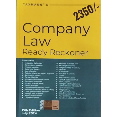 COMPANY LAW READY RECKONER-2024TAXMANN PUBLICATIONS 15th edition COMPANY LAW READY RECKONER-2024TAXMANN PUBLICATIONS 15th edition