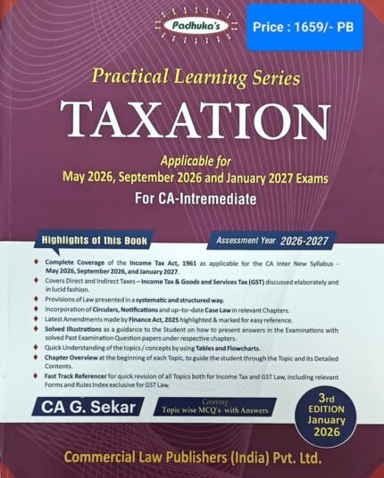 TAXATION BY CA INTERMEDIATE -Applicable for May-Sep 2026 & Jan 2027 exams By G sekar